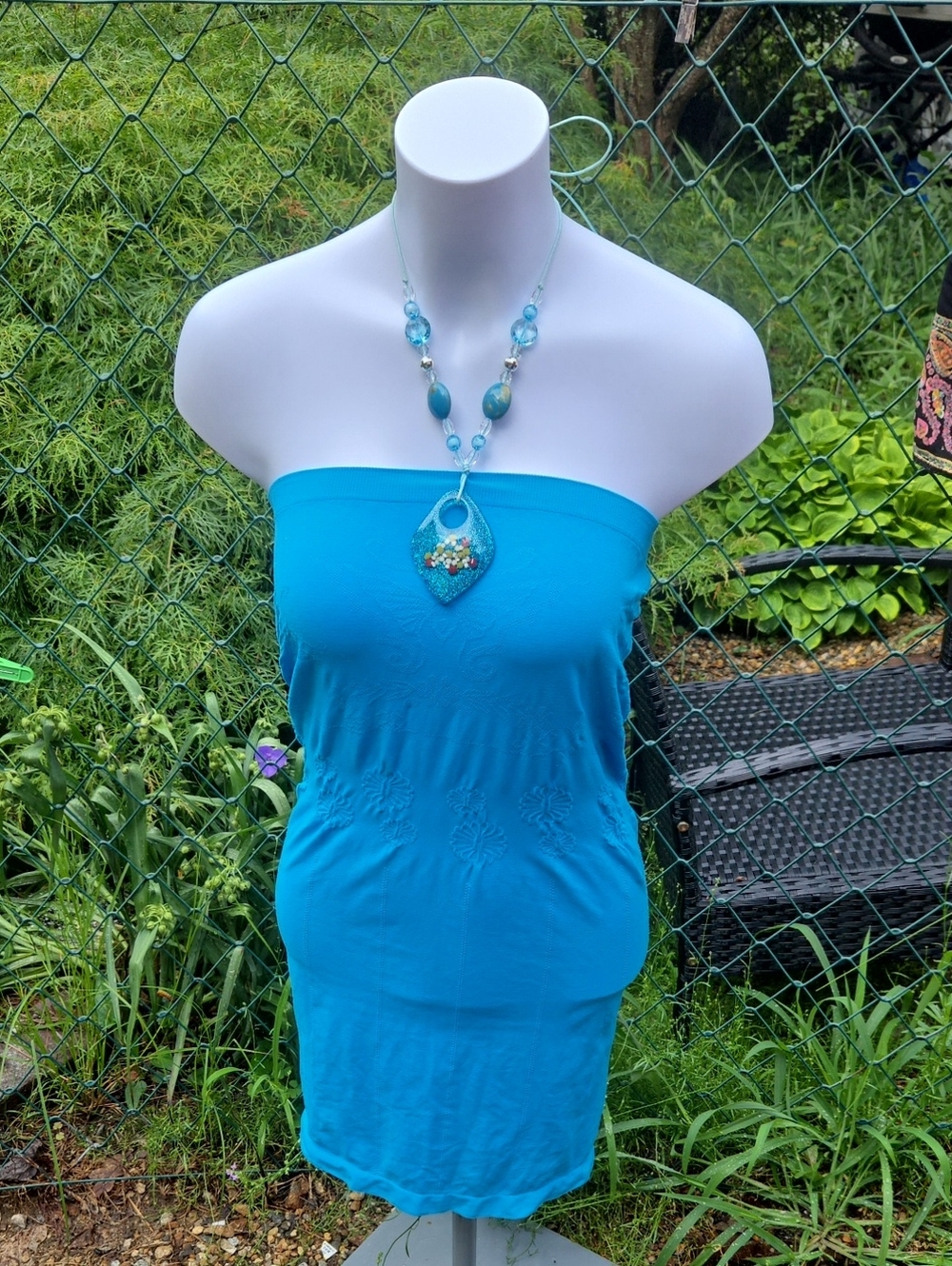 Source Unknown Strapless Turquoise Blue Tube Dress